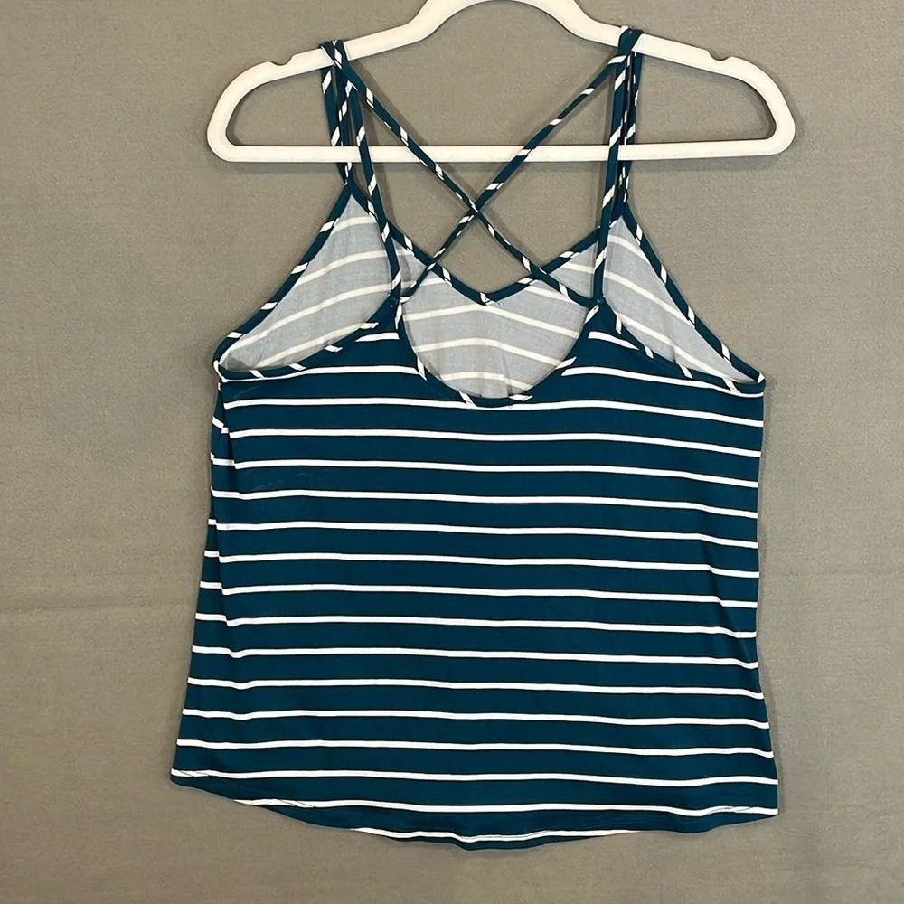 Papermoon Strappy Striped Teal White Loose Fit  Tank Top Women Size Small - Picture 5 of 7
